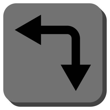 Bifurkasyon ok sol aşağı kare vektör simge yuvarlak