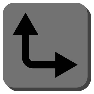 Bifurkasyon ok sağa yukarı yuvarlak kare vektör simgesi