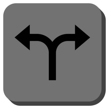 Bifurkasyon oklar sola doğru kare vektör simge yuvarlak