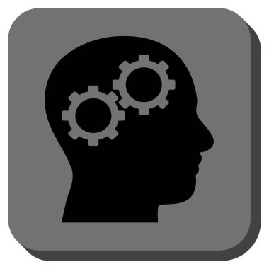 Beyin Gears yuvarlak kare vektör simgesi