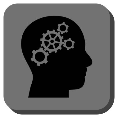 Beyin Gears yuvarlak kare vektör simgesi