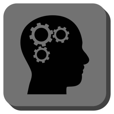 Beyin Gears yuvarlak kare vektör simgesi
