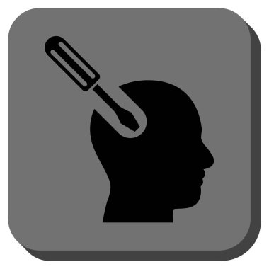 Beyin aracı kare vektör simge yuvarlak