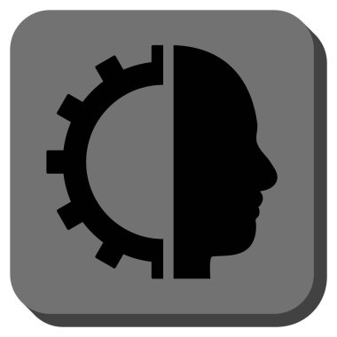 Cyborg dişli yuvarlak kare vektör simgesi