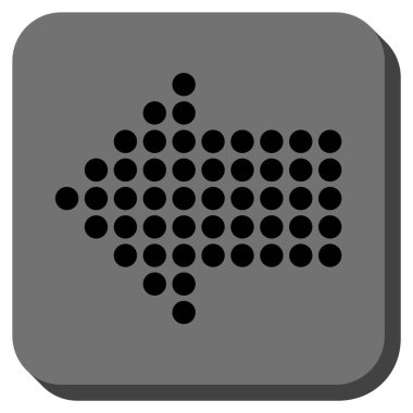 Noktalı ok sol yuvarlak kare vektör simgesi