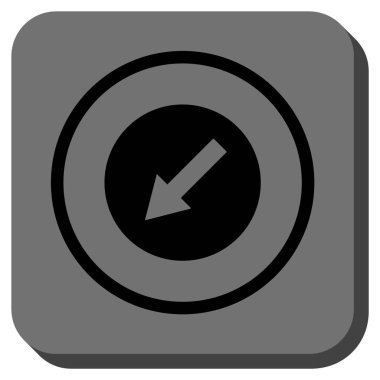 Yuvarlak aşağı sol ok yuvarlak kare vektör simgesi