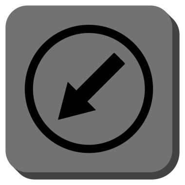 Yuvarlak aşağı sol ok yuvarlak kare vektör simgesi