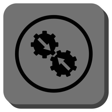 Dişli Tümleştirme yuvarlak kare vektör simgesi