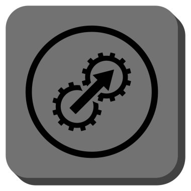 Dişli Tümleştirme yuvarlak kare vektör simgesi