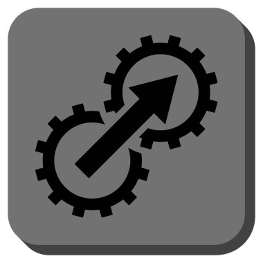 Dişli Tümleştirme yuvarlak kare vektör simgesi