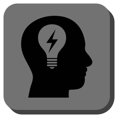 Kafası ampul yuvarlak kare vektör simgesi