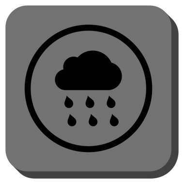 Yağmur bulutu yuvarlak kare vektör simgesi