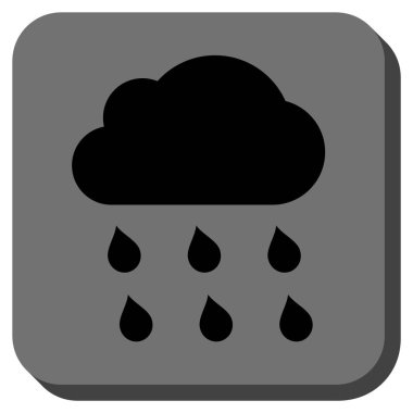Yağmur bulutu yuvarlak kare vektör simgesi