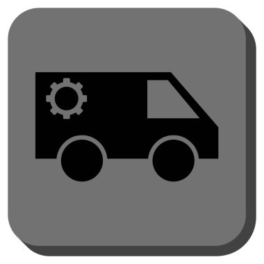 Hizmet araba yuvarlak kare vektör simgesi