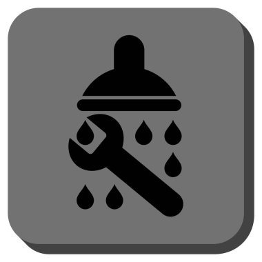 Duş sıhhi tesisat yuvarlak kare vektör simgesi