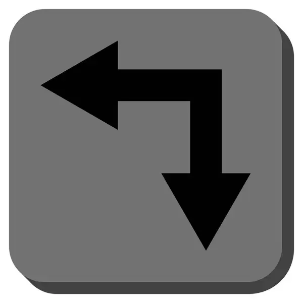 Flèche de bifurcation gauche vers le bas rond carré vecteur icône — Image vectorielle