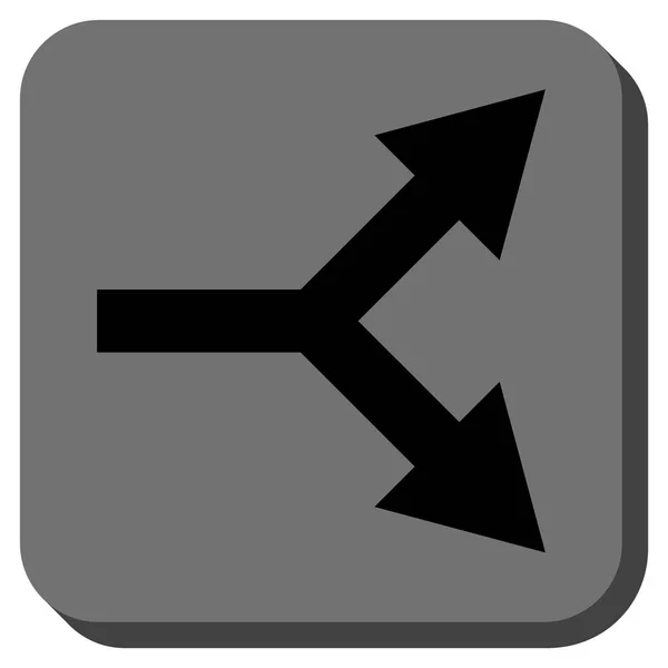 Flecha de bifurcación derecha redondeada cuadrado Vector icono — Vector de stock
