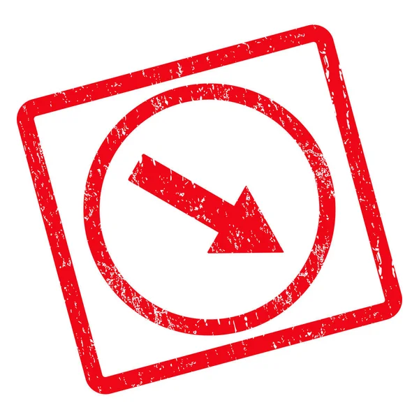Abajo-derecha redondeada flecha icono sello de goma — Archivo Imágenes Vectoriales