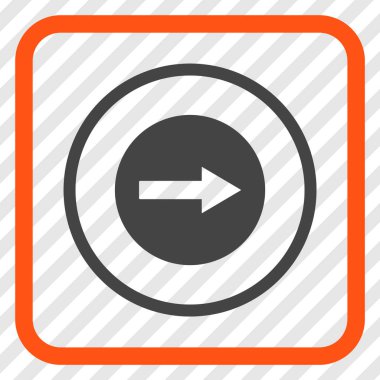 Sağ ok vektör simgesi bir çerçeve içinde yuvarlak