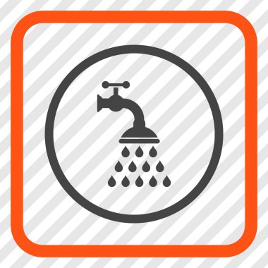 Duş musluk vektör simgesi bir çerçeve içinde