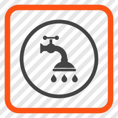 Duş musluk vektör simgesi bir çerçeve içinde