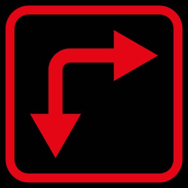 Vektör simgesi bir çerçeve içinde aşağı doğru çatallanma ok