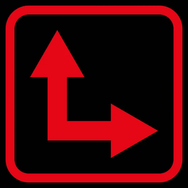 Bifurcatie pijl rechts omhoog Vector Icon In een Frame — Stockvector