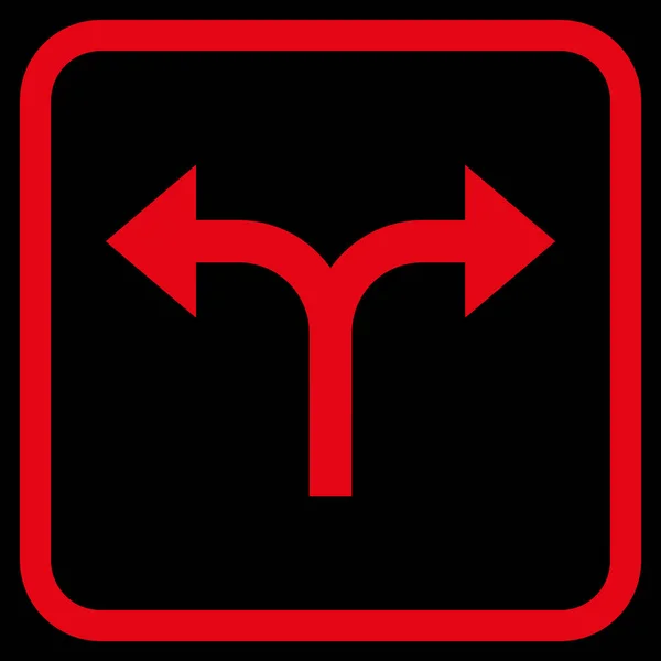 Gabelungspfeile links rechts Vektor-Symbol in einem Rahmen — Stockvektor