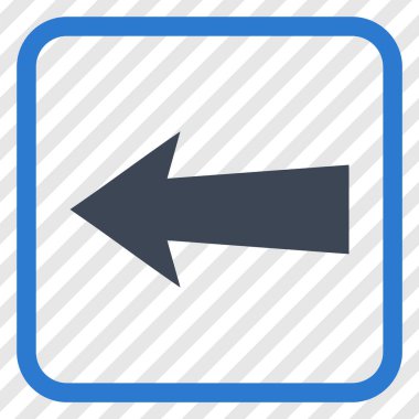 Ok sol vektör simgesi bir çerçeve içinde