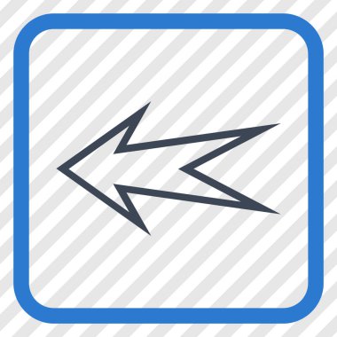 Ok sol vektör simgesi bir çerçeve içinde