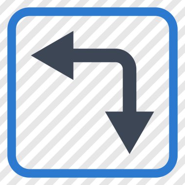 Vektör simgesi bir çerçeve içinde aşağı sol çatallanma ok