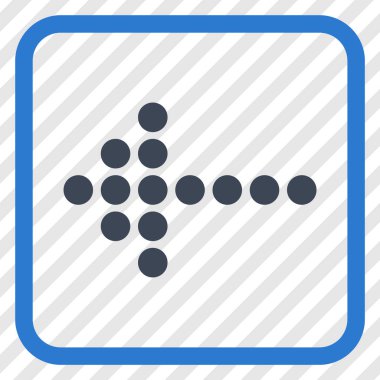 Noktalı ok sol vektör simgesi bir çerçeve içinde