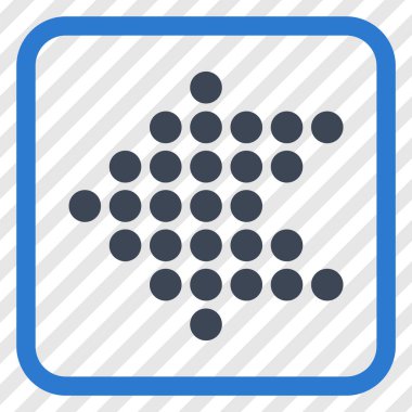 Noktalı ok sol vektör simgesi bir çerçeve içinde