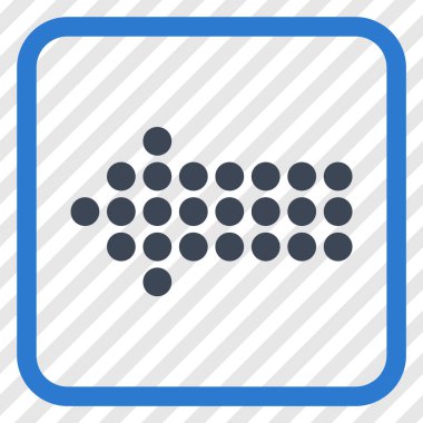 Noktalı ok sol vektör simgesi bir çerçeve içinde