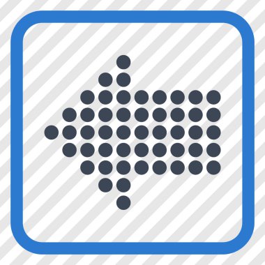 Noktalı ok sol vektör simgesi bir çerçeve içinde