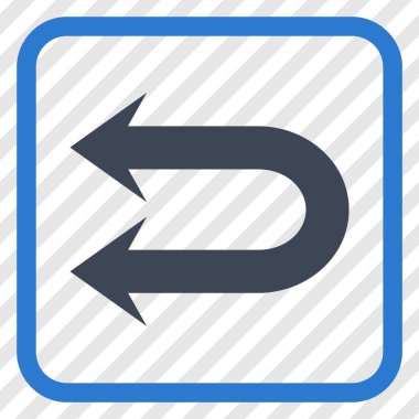 Çift sol ok vektör simgesi bir çerçeve içinde