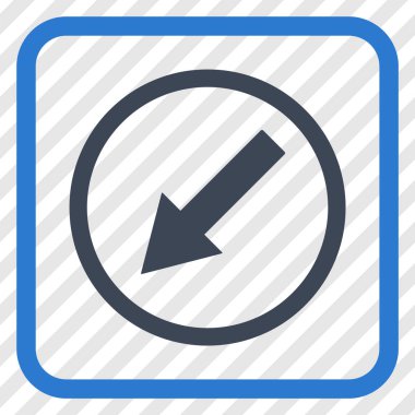 Aşağı sol yuvarlak ok vektör simgesi bir çerçeve içinde