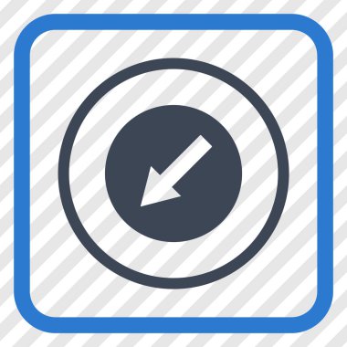 Aşağı sol yuvarlak ok vektör simgesi bir çerçeve içinde