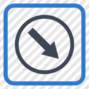 Aşağı doğru yuvarlak ok vektör simgesi bir çerçeve içinde