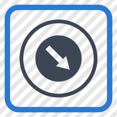 Aşağı doğru yuvarlak ok vektör simgesi bir çerçeve içinde