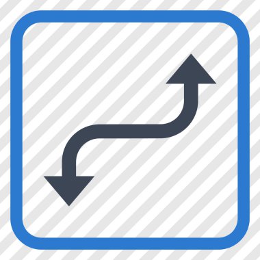 Tam tersi ok vektör simgesi bir çerçeve içinde kavisli