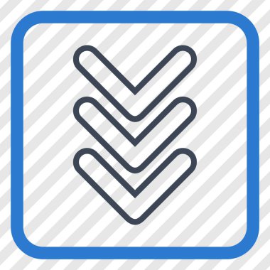 İşaretçi vektör simgesi bir çerçeve içinde aşağı üçlü