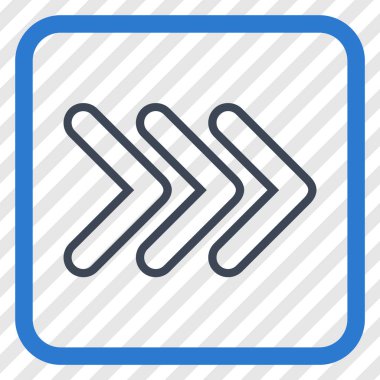 İşaretçi doğru vektör simgesi bir çerçeve içinde üçlü