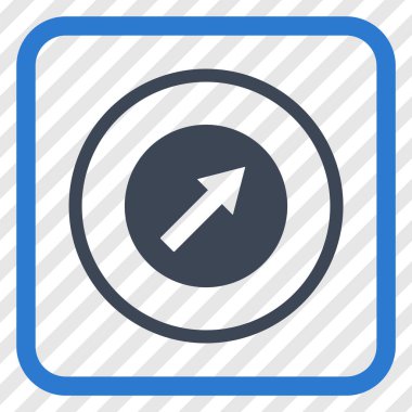 Yukarı sağ yuvarlak ok vektör simgesi bir çerçeve içinde