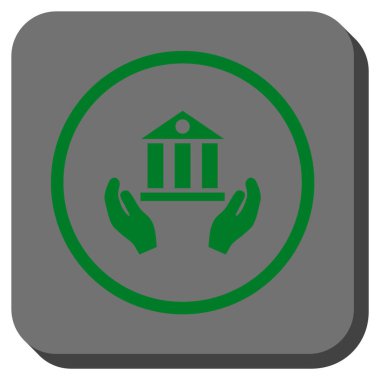 Banka hizmet yuvarlak kare vektör simgesi