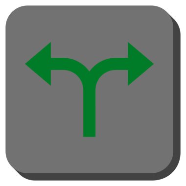 Bifurkasyon oklar sola doğru kare vektör simge yuvarlak