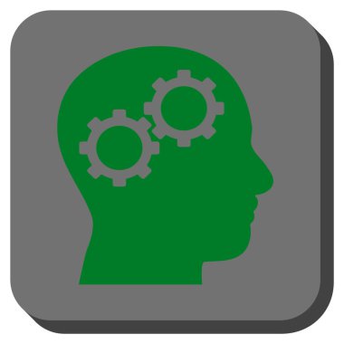 Beyin Gears yuvarlak kare vektör simgesi