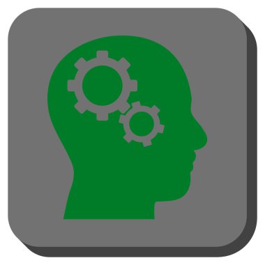 Beyin Gears yuvarlak kare vektör simgesi