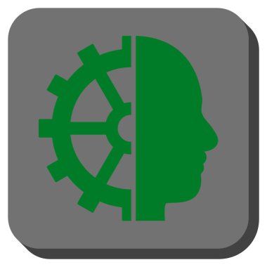 Cyborg dişli yuvarlak kare vektör simgesi