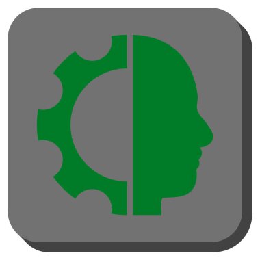 Cyborg dişli yuvarlak kare vektör simgesi